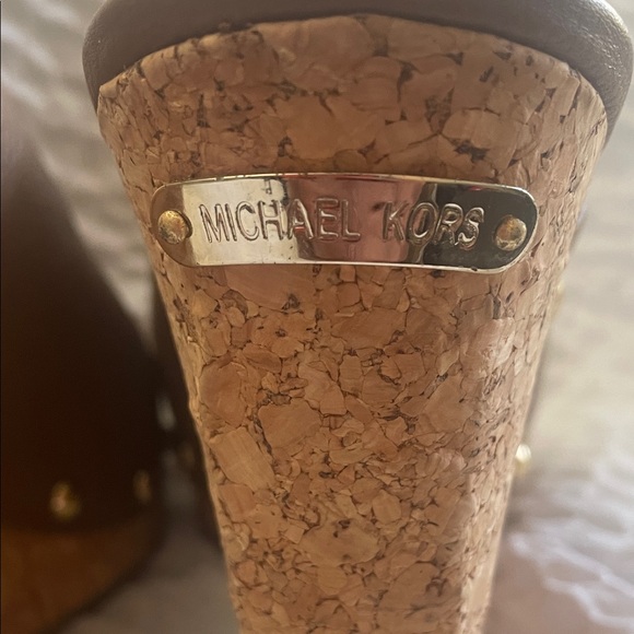 Michael Kors Tan Leather Wedge Sandals - Picture 9 of 10